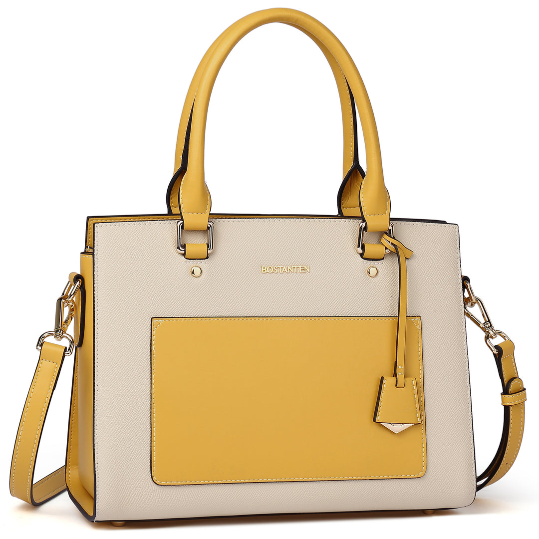 BOSTANTEN Women Top Handle Leather Tote Bag With Shoulder Strap - BOSTANTEN