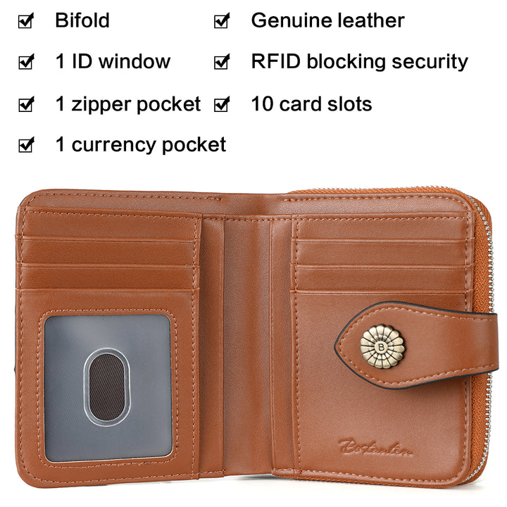 Rozenn  Full Grain Leather Money Clip Wallet —— Small Bifold - BOSTANTEN