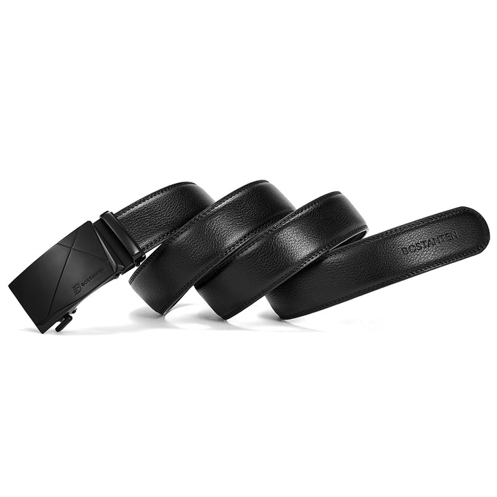 Bostanten Mens Black Leather Belt Without Holes Suit With Waist Belt - BOSTANTEN