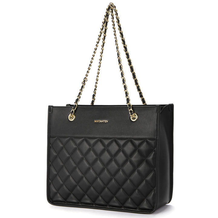 BOSTANTEN Handbags for Women Designer Leather Purses Quilted Shoulder Tote Bag with Chain Strap - BOSTANTEN