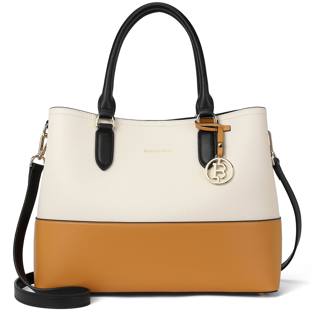Satchel Handbags Leather Tote Purses Two Tone Designer Work Top Handle - BOSTANTEN