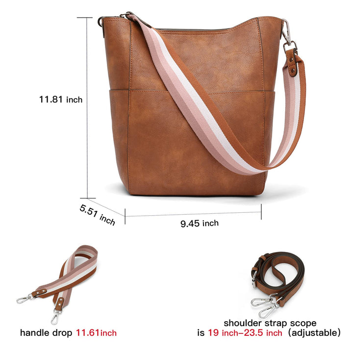 Bucket Bag for Women Vegan Leather | With 2 Shoulder Straps