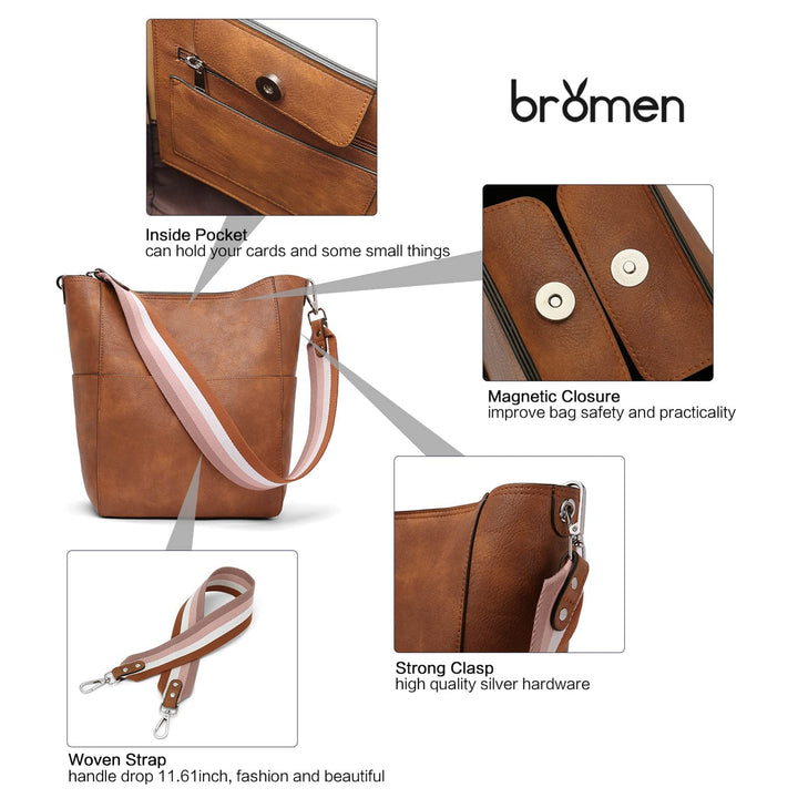 Bucket Bag for Women Vegan Leather | With 2 Shoulder Straps