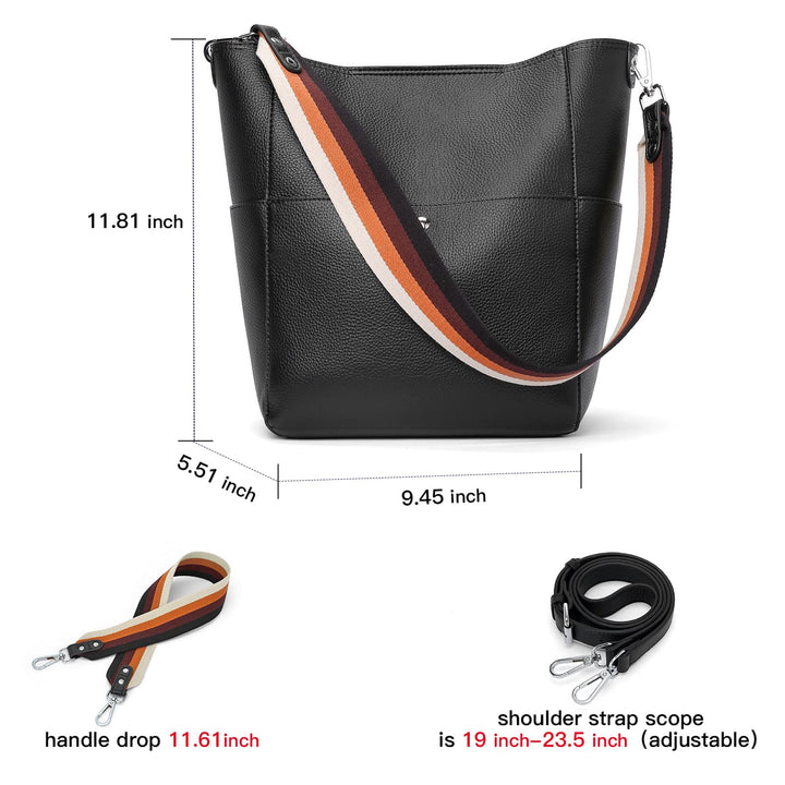 Bucket Bag for Women Vegan Leather | With 2 Shoulder Straps