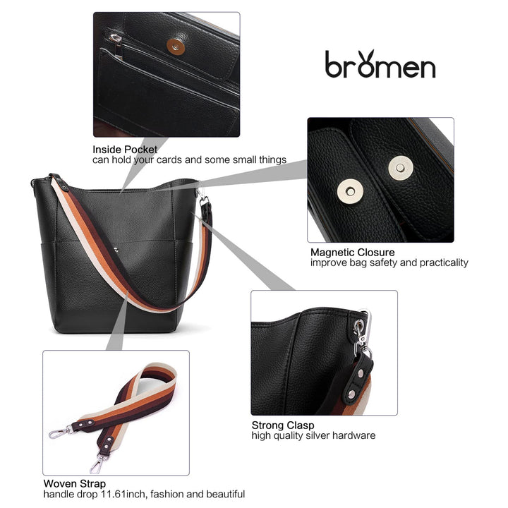 Bucket Bag for Women Vegan Leather | With 2 Shoulder Straps