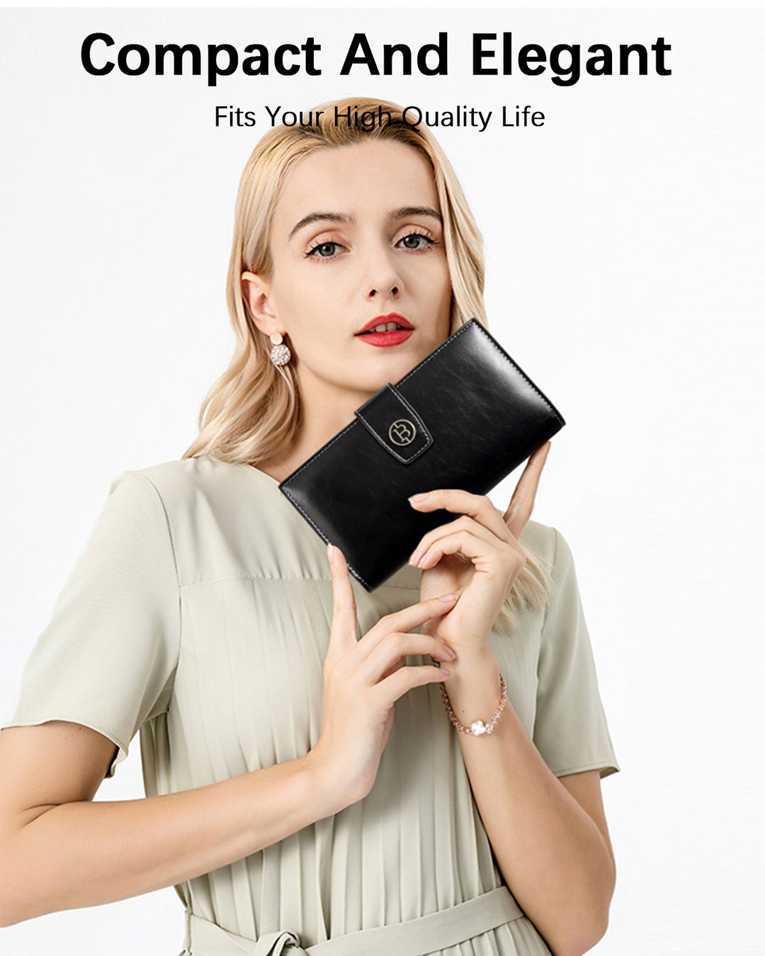 BOSTANTEN Womens Leather Wallets RFID Blocking Large Capacity Trifold Card Holder Ladies Phone Clutch