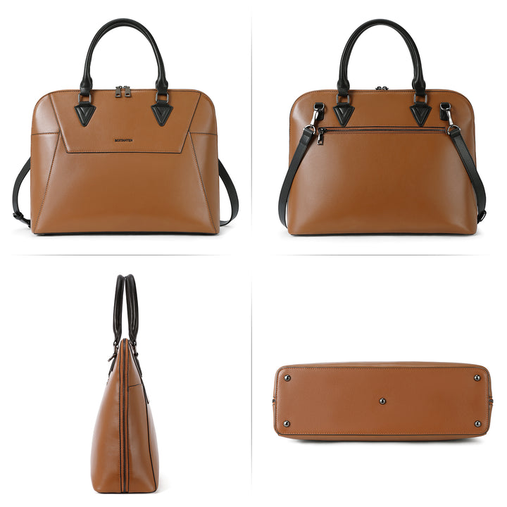 Jasmina  Women's Leather lawyer Briefcase — Henna - BOSTANTEN