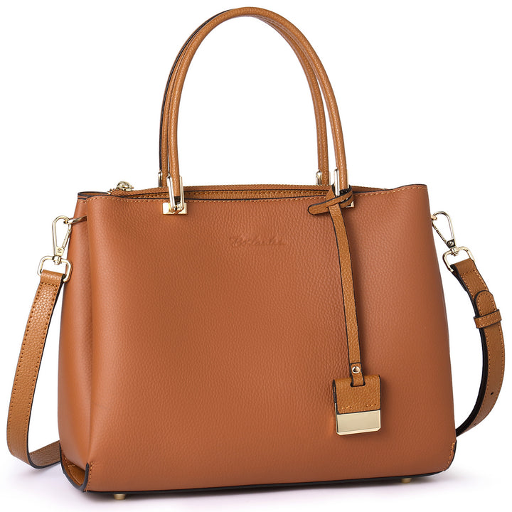 BOSTANTEN Handbags for Women Genuine Leather Designer Satchel Purses Top Handle Shoulder Bag Triple Compartment - BOSTANTEN