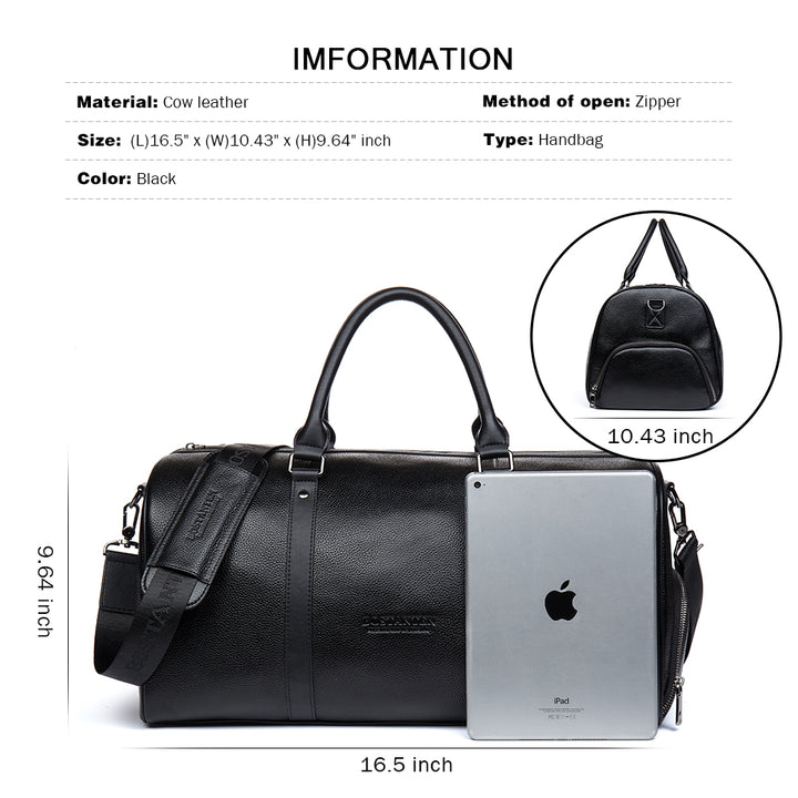 BOSTANTEN Genuine Leather Travel Weekender Overnight Duffel Bag Gym Sports Luggage Tote Duffle Bags For Men - BOSTANTEN