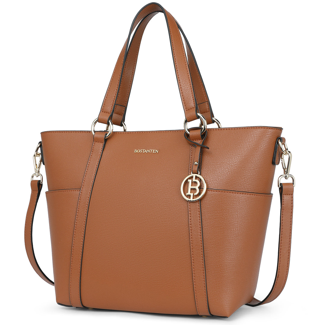 BOSTANTEN Women Leather Handbags Designer Purses Fashion Tote Shoulder Top Handle Bag for Work Daily - BOSTANTEN