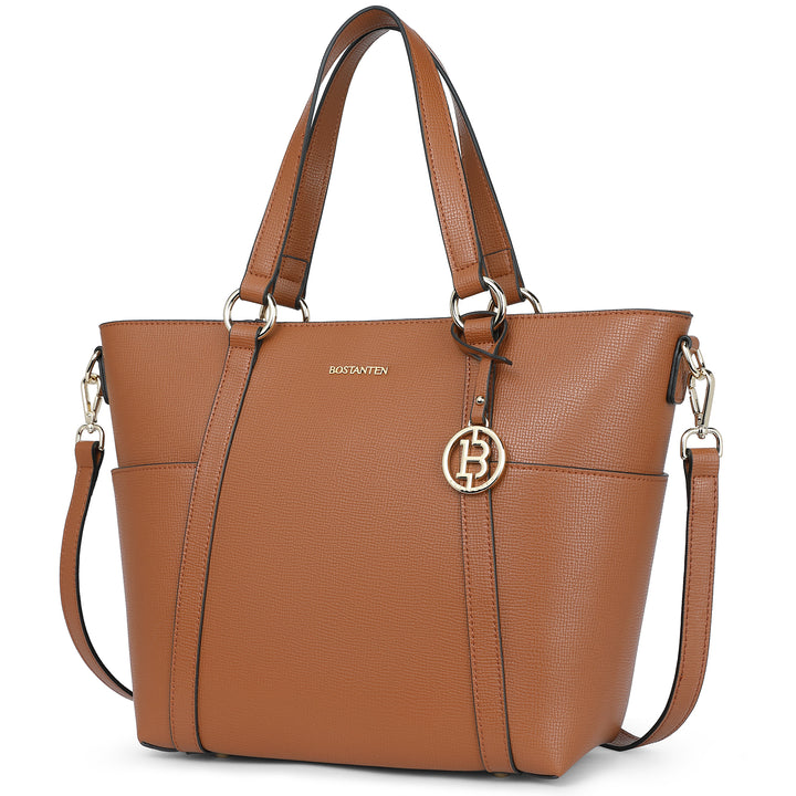 BOSTANTEN Women Leather Handbags Designer Purses Fashion Tote Shoulder Top Handle Bag for Work Daily - BOSTANTEN