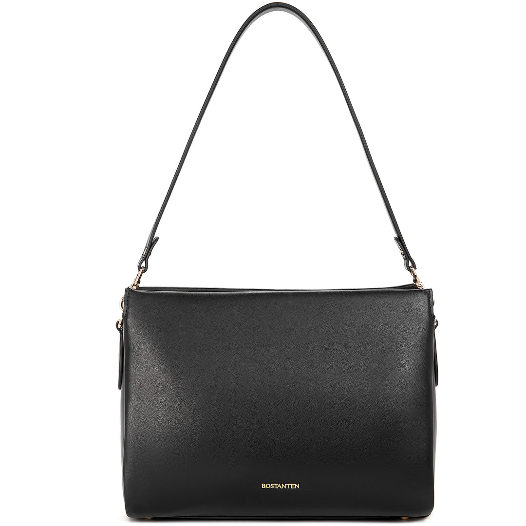 BOSTANTEN Women Leather Purses Handbags Designer Satchel Bag Shoulder Top Handle Tote Bags Triple Compartment - BOSTANTEN