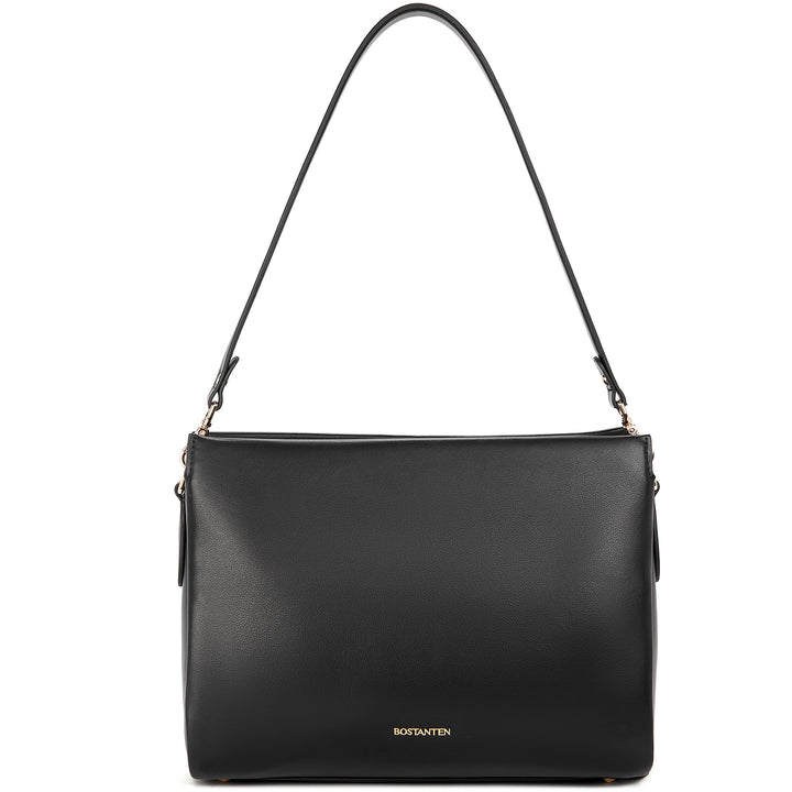 BOSTANTEN Women Leather Purses Handbags Designer Satchel Bag Shoulder Top Handle Tote Bags Triple Compartment - BOSTANTEN
