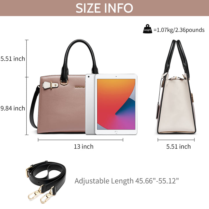 Genuine Leather Satchel Crossbody - Pink