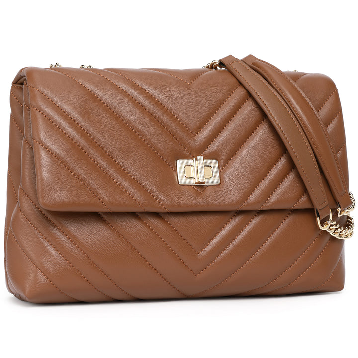 BOSTANTEN Womens Leather Shoulder Bag Quilted Designer Handbag Crossbody Bag Purse with Chain Strap - BOSTANTEN