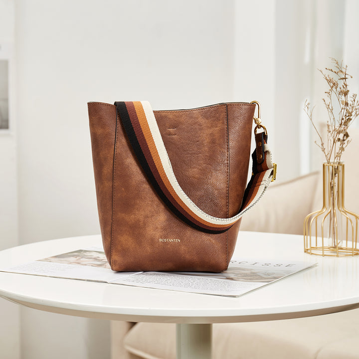 BOSTANTEN Leather Purses and Handbags for Women Designer Hobo Bucket Bag Fashion Small Crossbody Purses