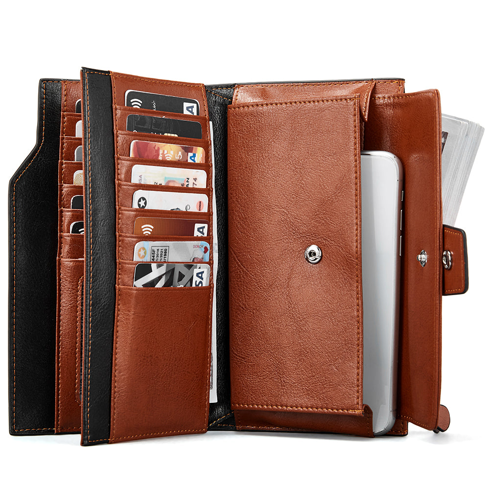 Lnna Genuine Leather RFID Wallets With Checkbooks - Cash Clutch