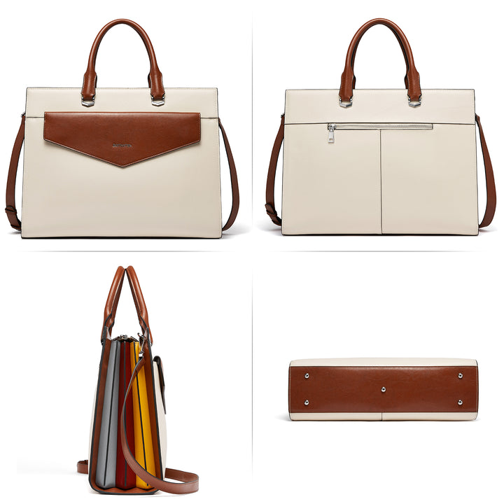 Mizuki Modern-Style Leather Briefcase — 15.6 Inch - BOSTANTEN