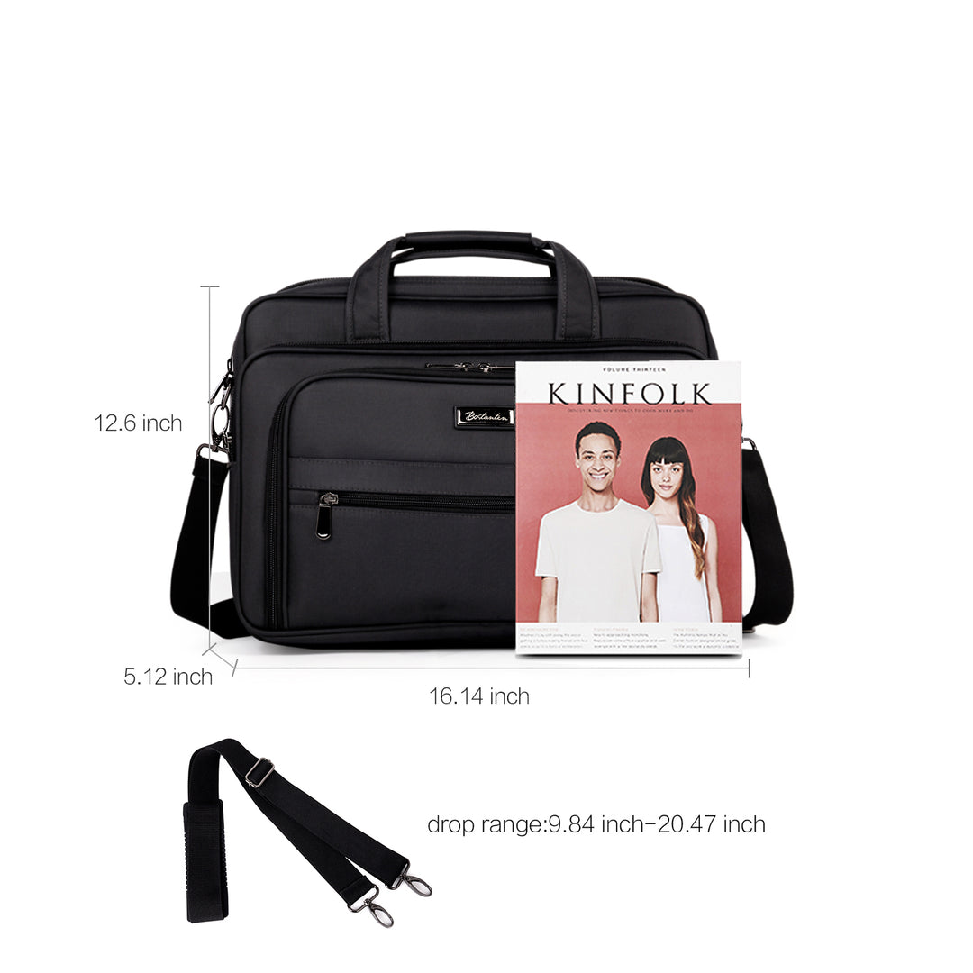 BOSTANTEN Laptop Bags 17 inch Briefcase for Men Canva Water-resistant Lightweight Shoulder Travel Bag Black - BOSTANTEN