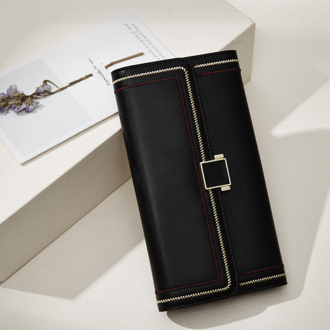 BOSTANTEN Womens Wallet Large Capacity Cash Clutch Purse with Buckle Credit Cards Holder - BOSTANTEN