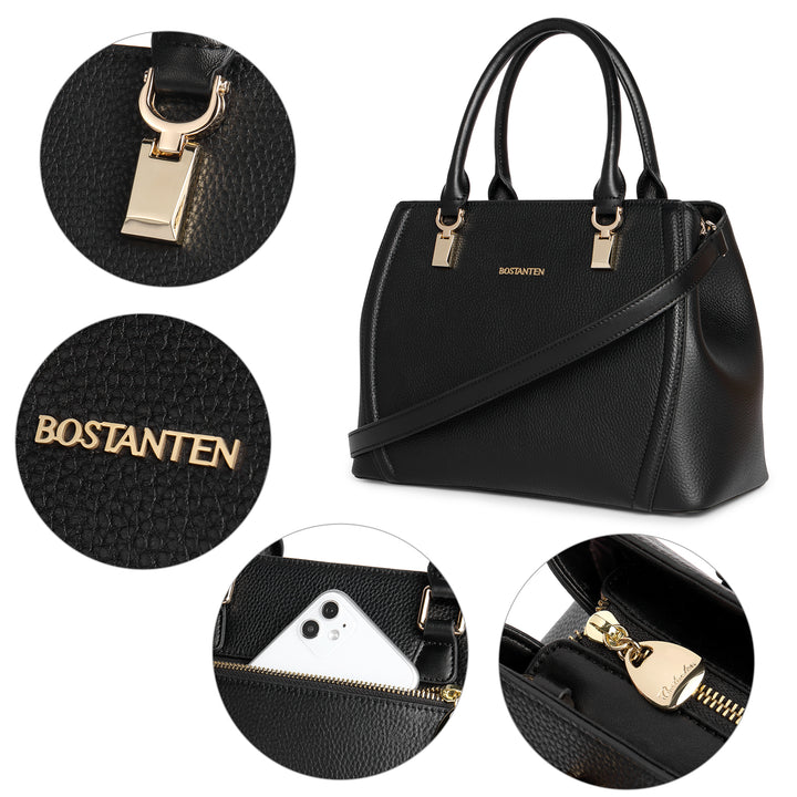 BOSTANTEN Women Leather Handbag Designer Top Handle Satchel Shoulder Bag Crossbody Purses - BOSTANTEN