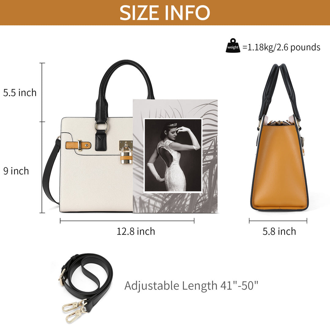 BOSTANTEN Women Leather Handbags Designer Satchel Purses Two-Tone Top Handle Work Shoulder Tote Bags