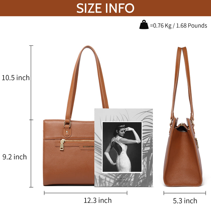 BOSTANTEN Women Leather Handbags Designer Satchel Purses Work Top Handle Shoulder Tote Bag for Travel Daily - BOSTANTEN