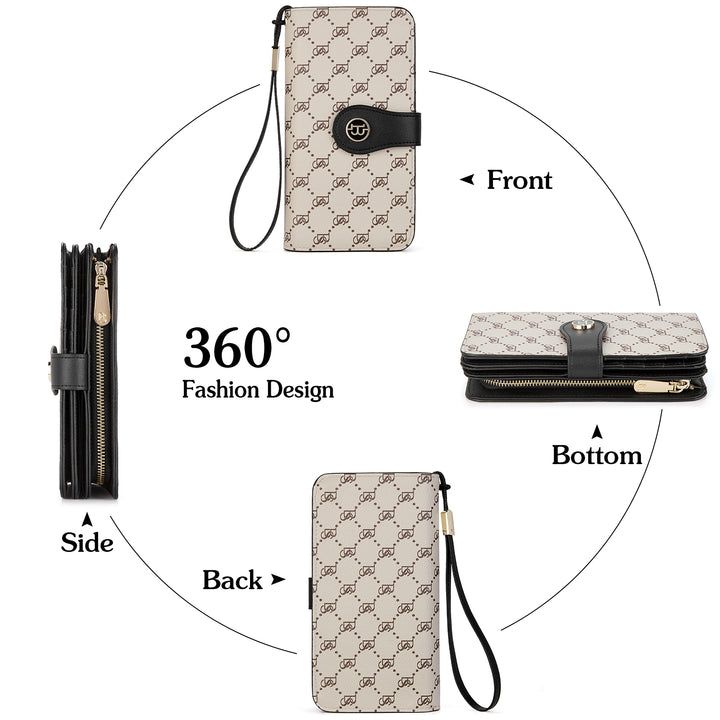 BOSTANTEN Womens Wallet Genuine Leather Large Capacity Wristlet Clutch Purse Credit Card Holder with RFID Blocking