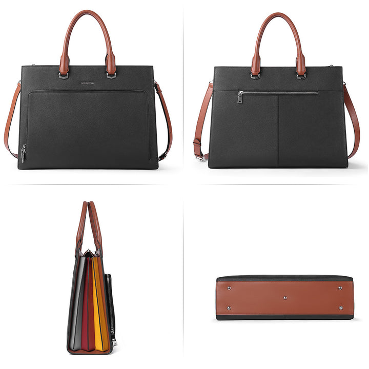 Machk Women's Briefcase Tote — Classic Black Design - BOSTANTEN