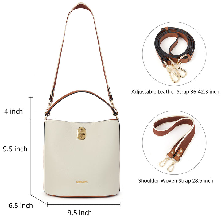 BOSTANTEN Leather Handbags for Women Designer Hobo Bucket Purses Fashion Ladies Crossbody Bags for Work Travel Daily
