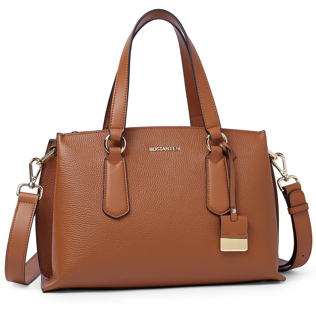 BOSTANTEN Women Leather Handbags Designer Tote Purses Ladies Fashion Satchel Top Handle Bags Triple Compartment - BOSTANTEN