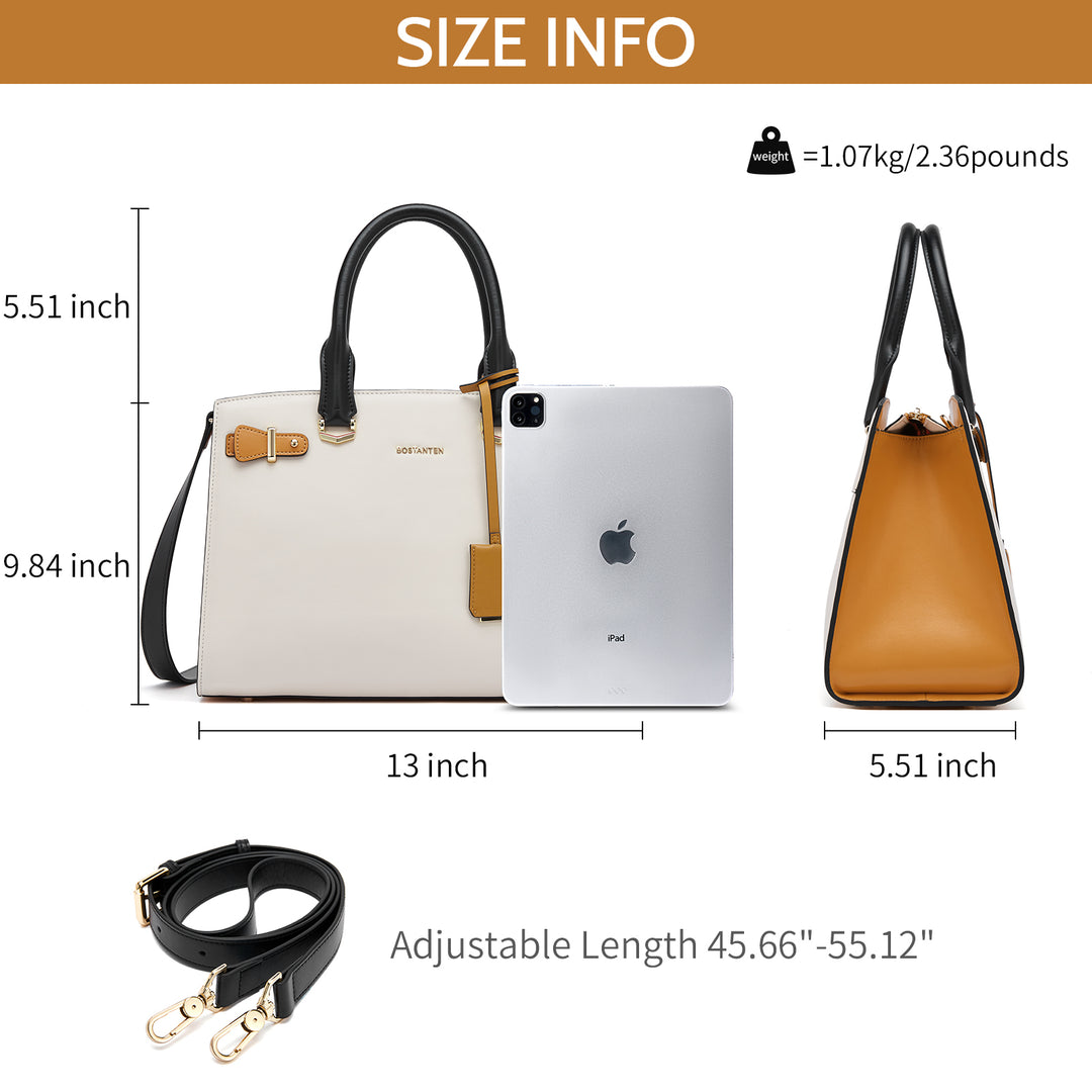 BOSTANTEN Women Leather Handbag Designer Satchel Purses Top Handle Shoulder Totes Crossbody Bag - BOSTANTEN