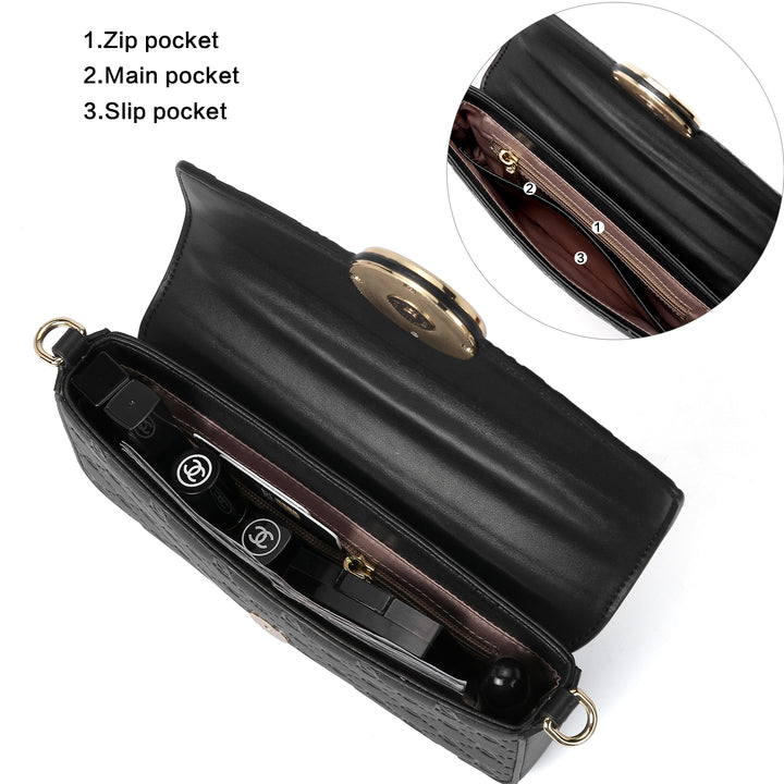 BOSTANTEN Small Crossbody Bags for Women Quilted Leather Designer Shoulder Bag with Chain Strap - BOSTANTEN