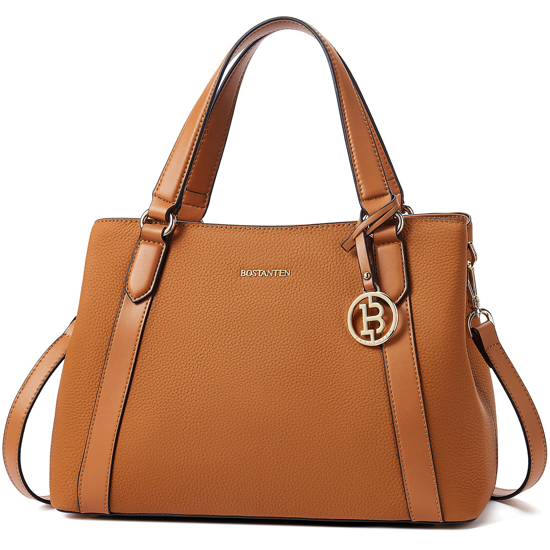 BOSTANTEN Lederhandtasche für Damen, Designer-Schultertasche, Henkeltasche oben, Umhängetasche mit drei Fächern 