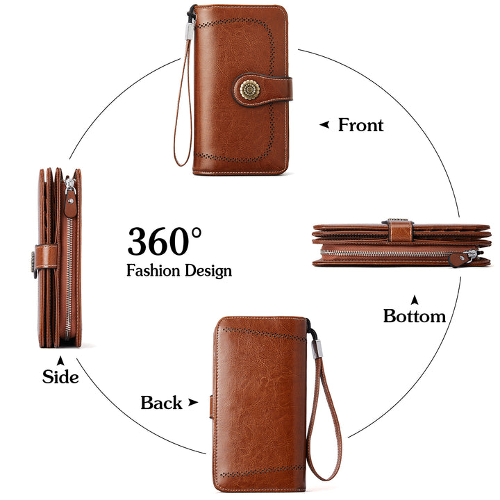 Lomy Big Wallet For Women With Wristlet —  Large Capacity - BOSTANTEN