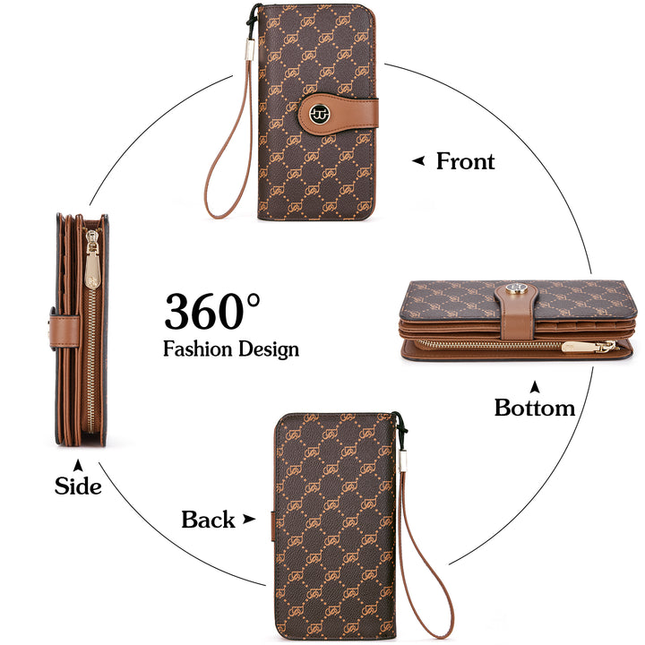 BOSTANTEN Womens Wallet Genuine Leather Large Capacity Wristlet Clutch Purse Credit Card Holder with RFID Blocking