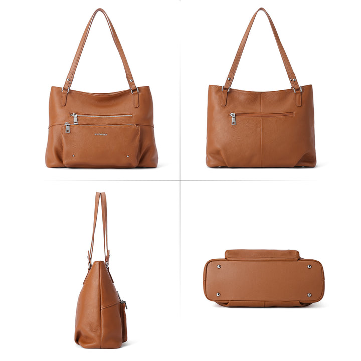 BOSTANTEN Women Handbag Leather Designer Satchel Pures Soft Hobo Bags Shoulder Top Handle Tote Work Bag - BOSTANTEN