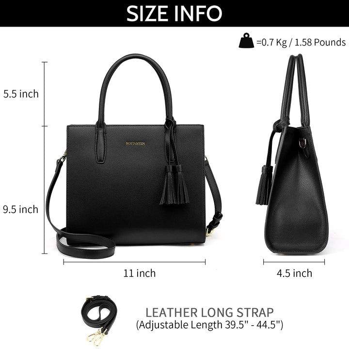 BOSTANTEN Satchel Handbags for Women Designer Leather Tote Purses Ladies Top Handle Crossbody Bags with Tassel - BOSTANTEN