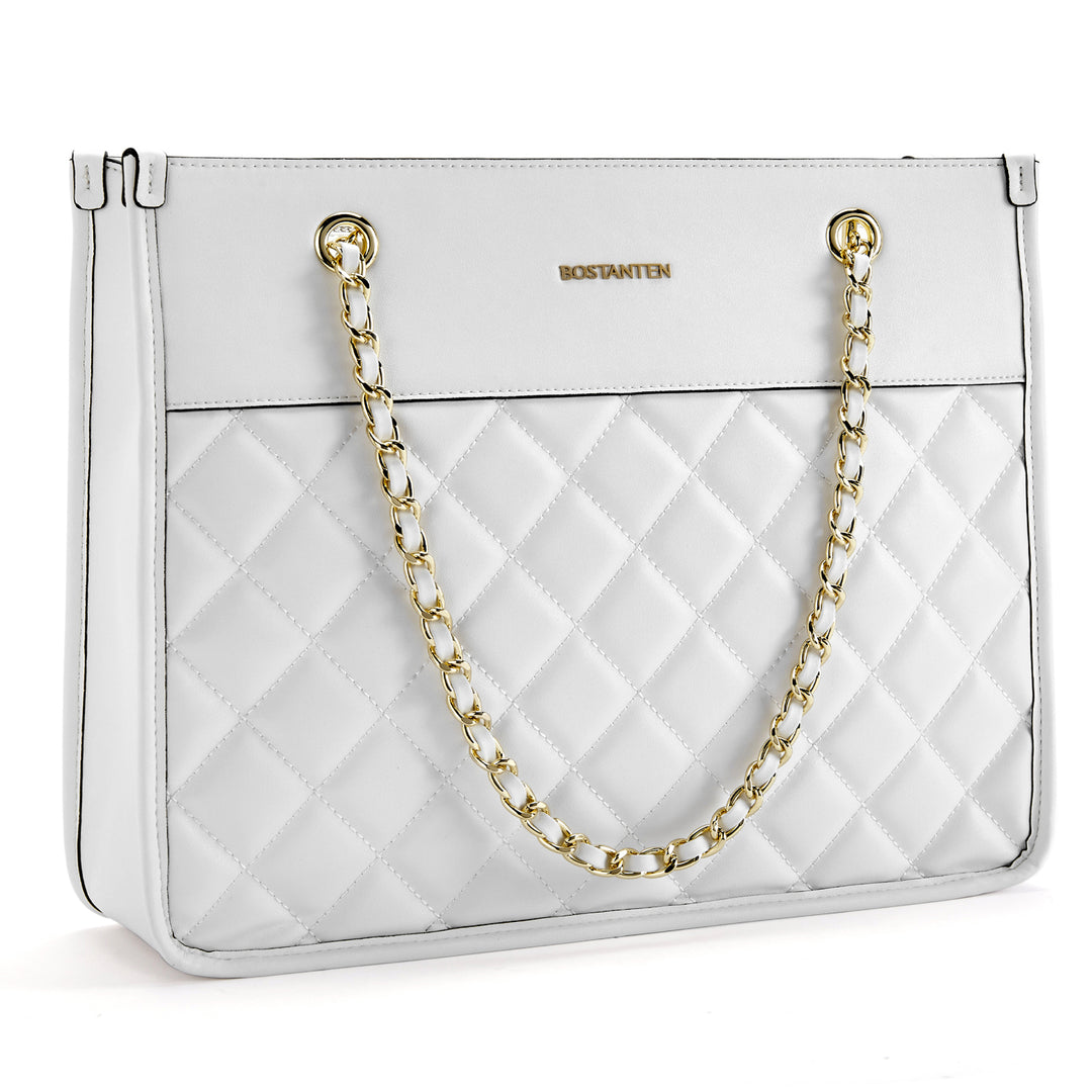 BOSTANTEN Handbags for Women Designer Leather Purses Quilted Shoulder Tote Bag with Chain Strap - BOSTANTEN