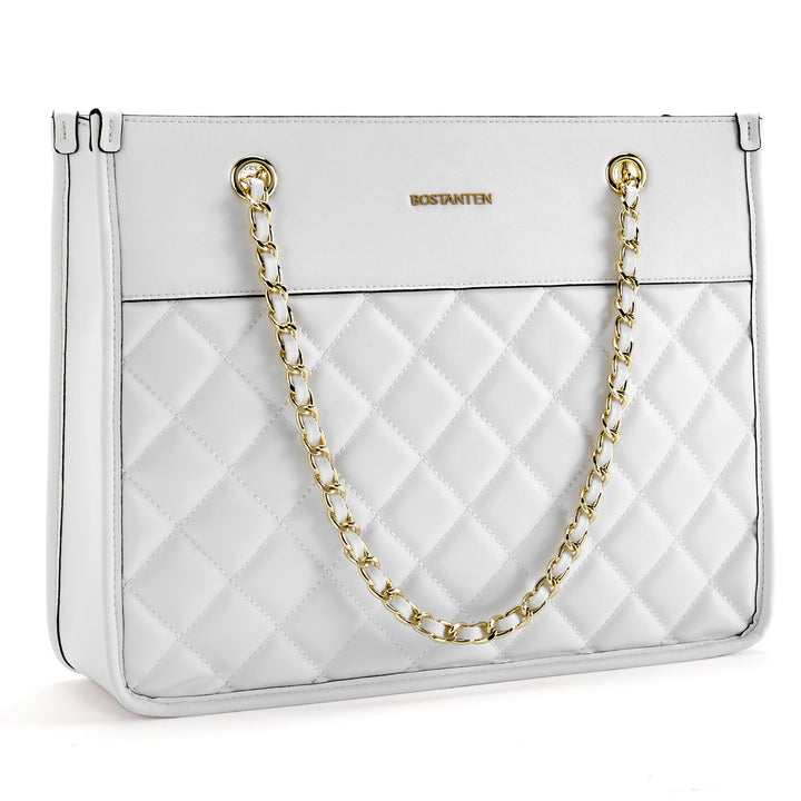 BOSTANTEN Handbags for Women Designer Leather Purses Quilted Shoulder Tote Bag with Chain Strap - BOSTANTEN
