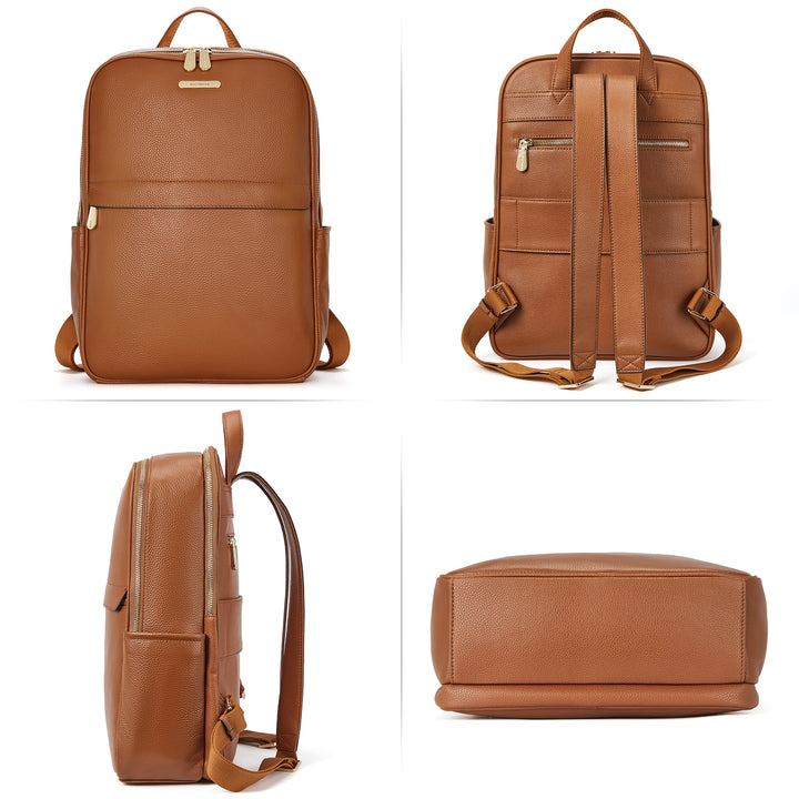 Nombongo Leather 15.6 Inch Laptop Daypack Backpack for Women