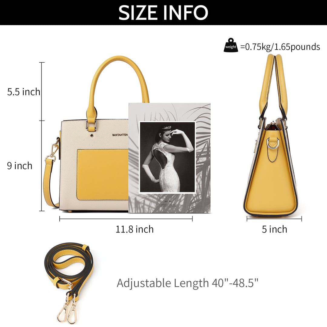 BOSTANTEN Women Top Handle Leather Tote Bag With Shoulder Strap - BOSTANTEN