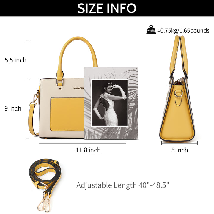 BOSTANTEN Women Top Handle Leather Tote Bag With Shoulder Strap - BOSTANTEN