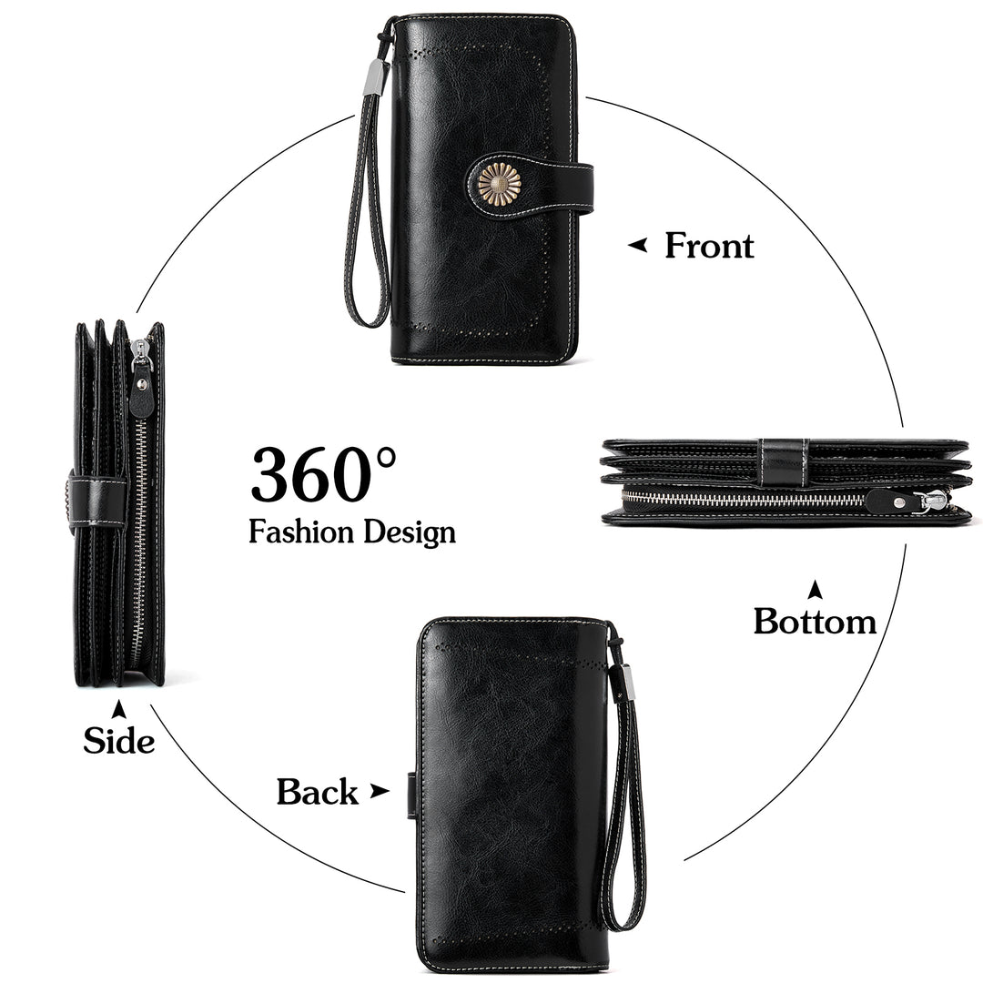 Lomy Big Wallet For Women With Wristlet —  Large Capacity - BOSTANTEN