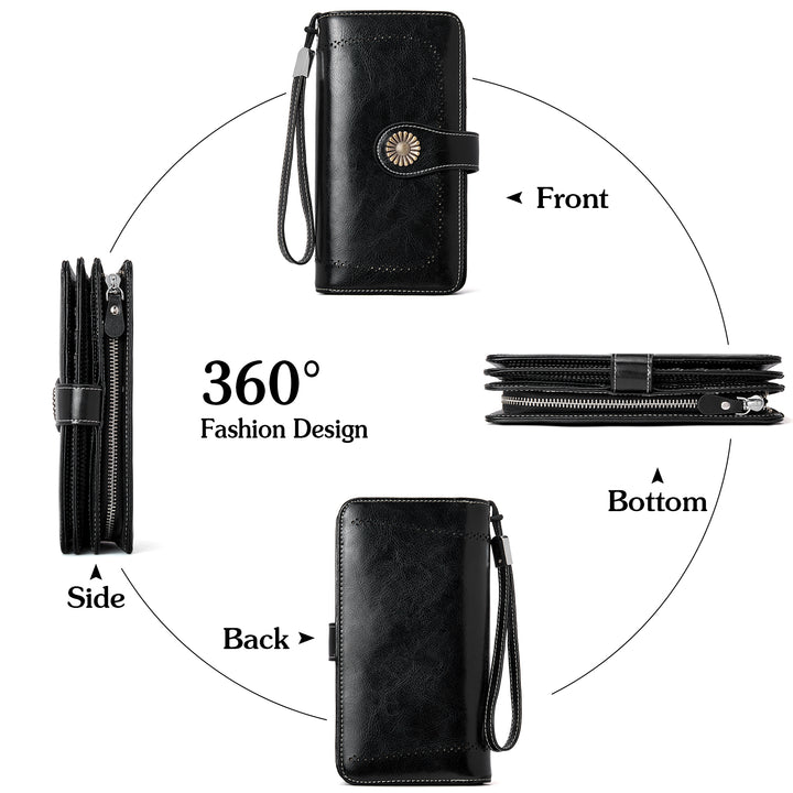 Lomy Big Wallet For Women With Wristlet —  Large Capacity - BOSTANTEN