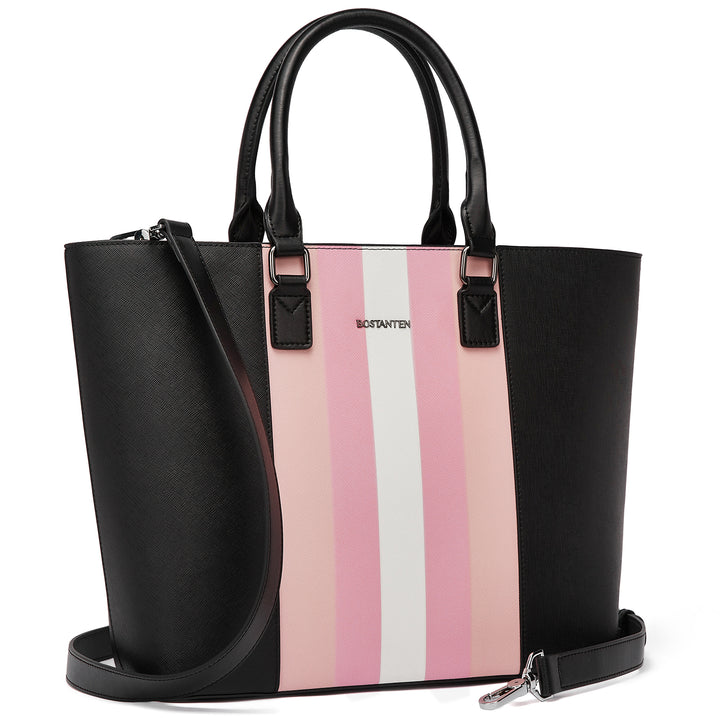 BOSTANTEN Women Tote Bag Genuine Leather Handbags Purses Shoulder Satchel Purse Work Bag Stripe Pattern - BOSTANTEN