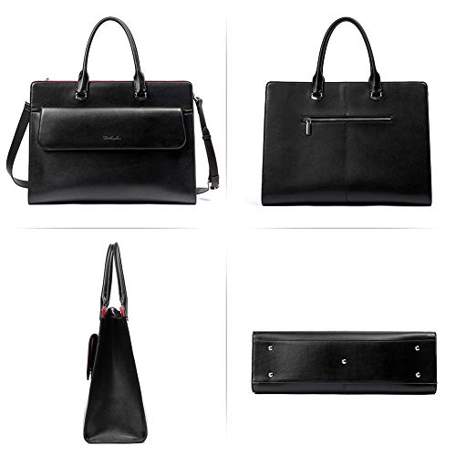 Mizuki  Black Leather Briefcase Women's  — Messenger Bags - BOSTANTEN