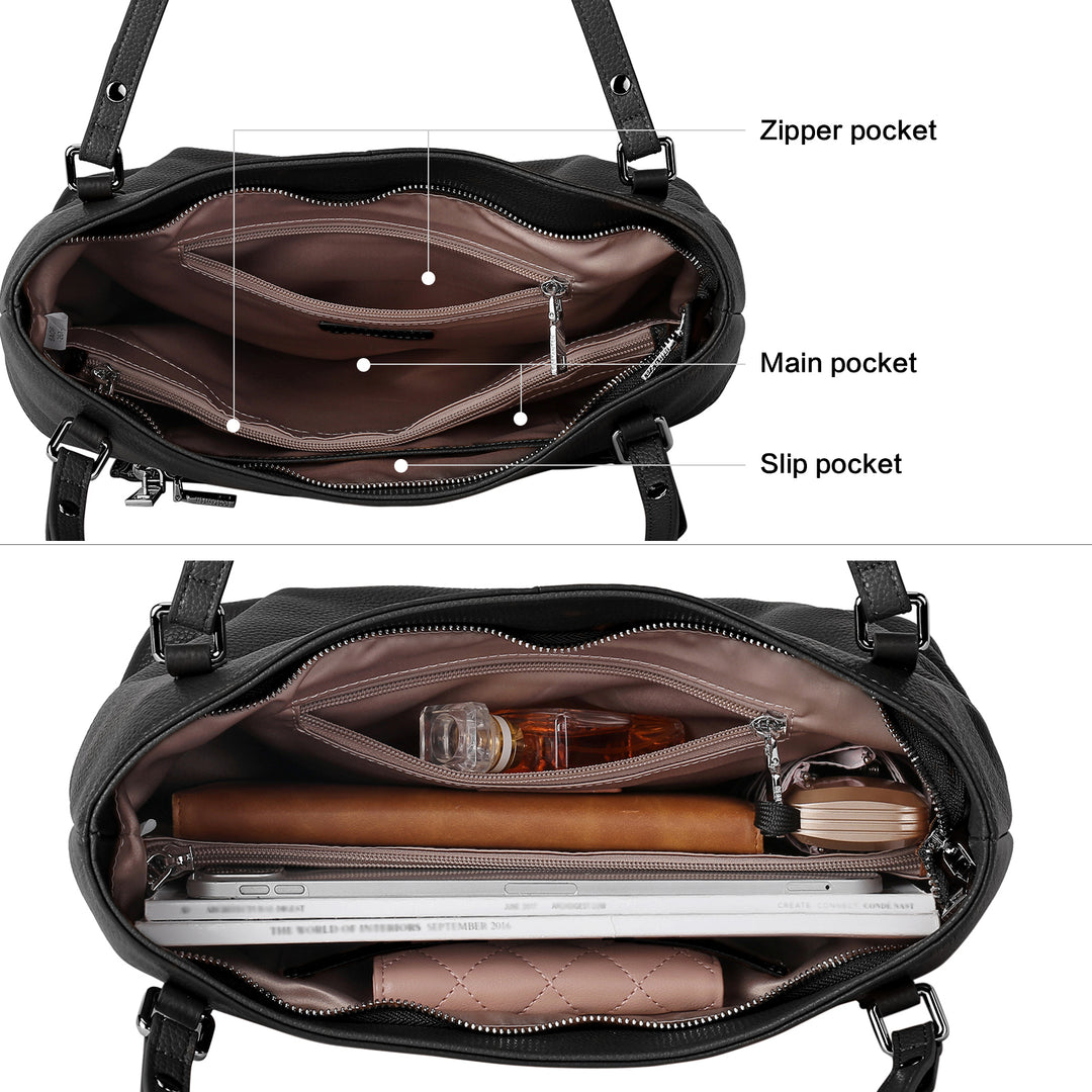 BOSTANTEN Women Handbag Leather Designer Satchel Pures Soft Hobo Bags Shoulder Top Handle Tote Work Bag - BOSTANTEN