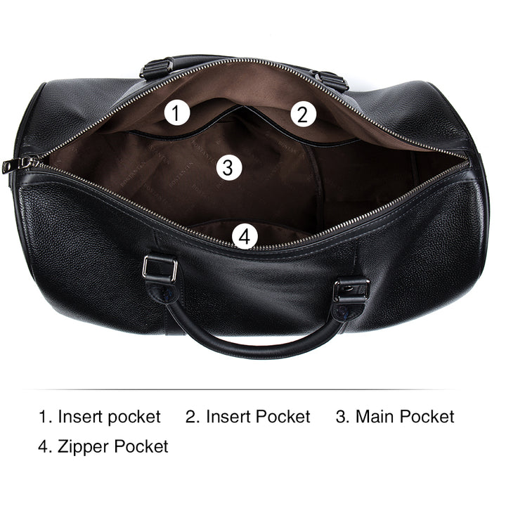 BOSTANTEN Genuine Leather Travel Weekender Overnight Duffel Bag Gym Sports Luggage Tote Duffle Bags For Men - BOSTANTEN