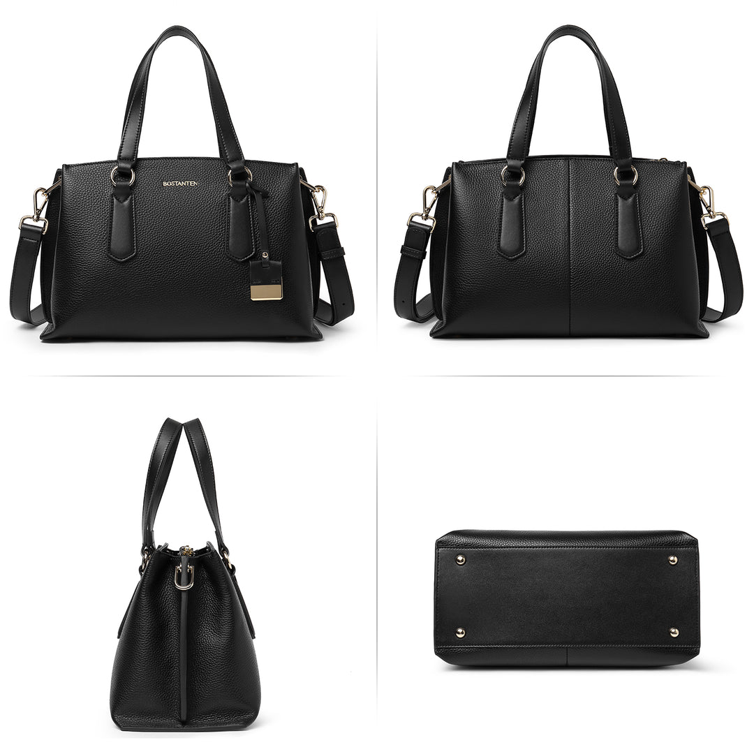 BOSTANTEN Women Leather Handbags Designer Tote Purses Ladies Fashion Satchel Top Handle Bags Triple Compartment - BOSTANTEN